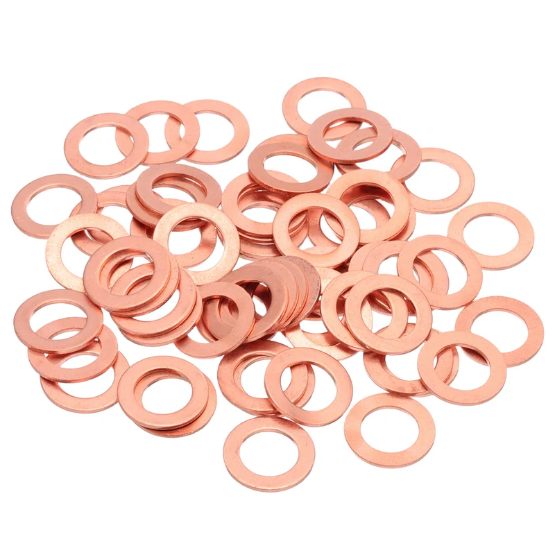 60Pcs M10 Flat Copper Washers 10x16x1mm Copper Flat Sealing Ring Washers