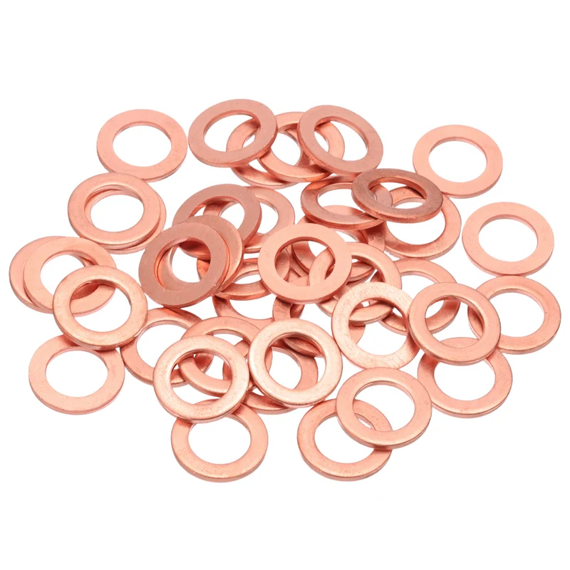 40Pcs M10 Flat Copper Washers 10x16x1.5mm Copper Flat Sealing Ring Washers