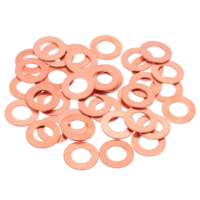 40Pcs M10 Flat Copper Washers 10x18x1mm Copper Flat Sealing Ring Washers