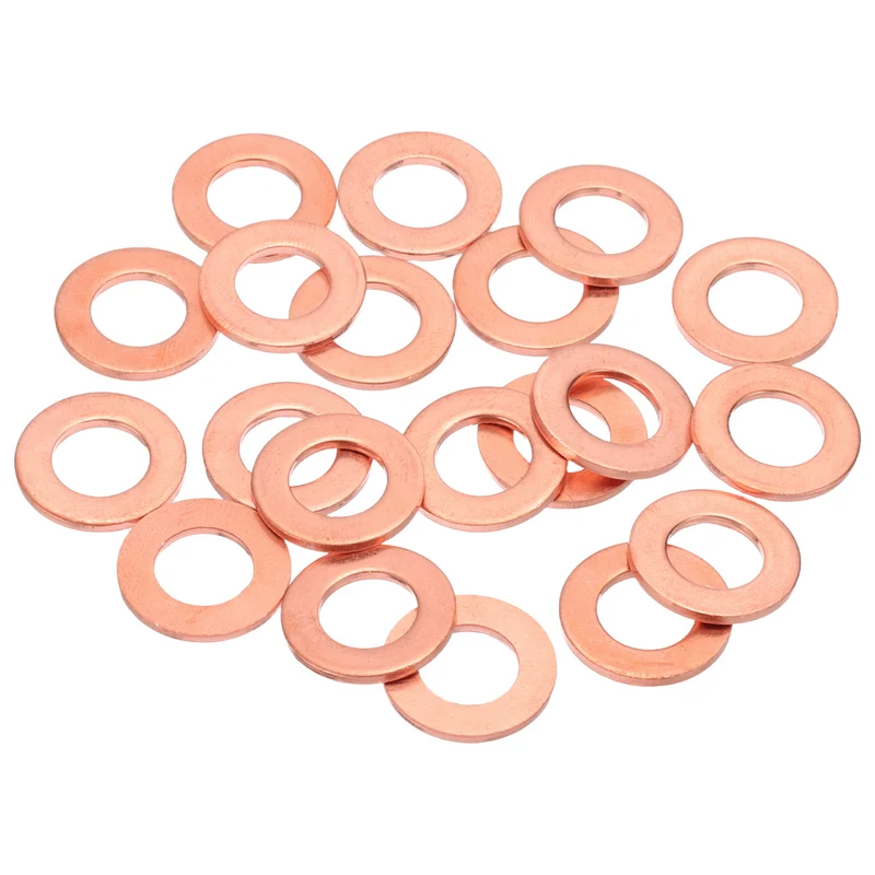 20Pcs M10 Flat Copper Washers 10x18x1.5mm Copper Flat Sealing Ring Washers