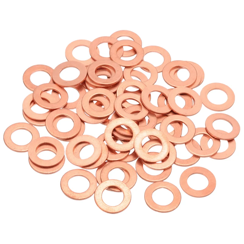 60Pcs M8 Flat Copper Washers 8x14x1mm Copper Flat Sealing Ring Washers