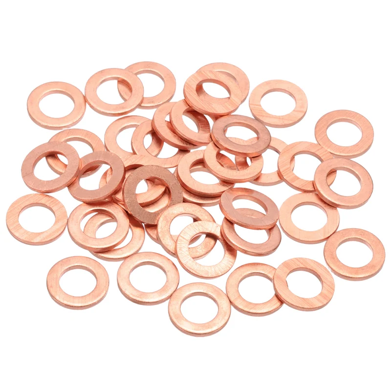 40Pcs M8 Flat Copper Washers 8x14x1.5mm Copper Flat Sealing Ring Washers