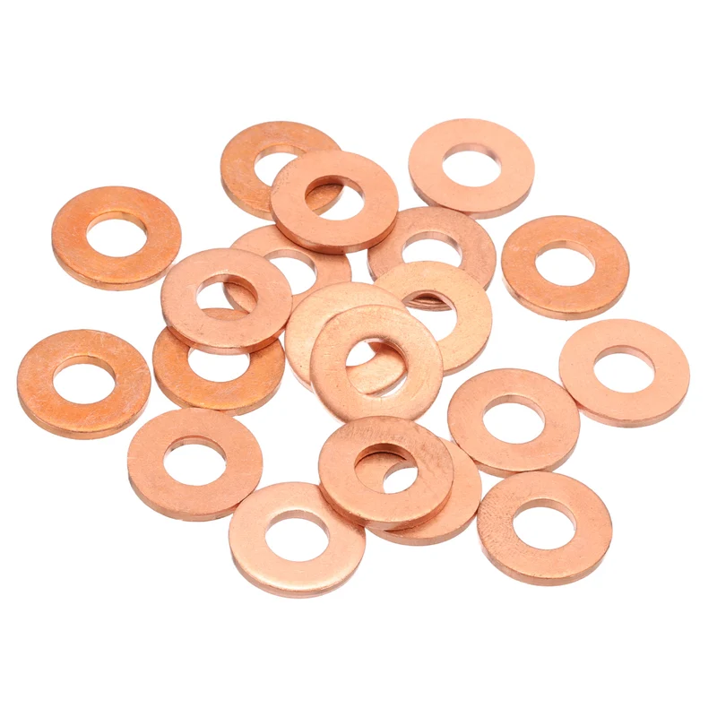 20Pcs M8 Flat Copper Washers 8x18x2mm Copper Flat Sealing Ring Washers