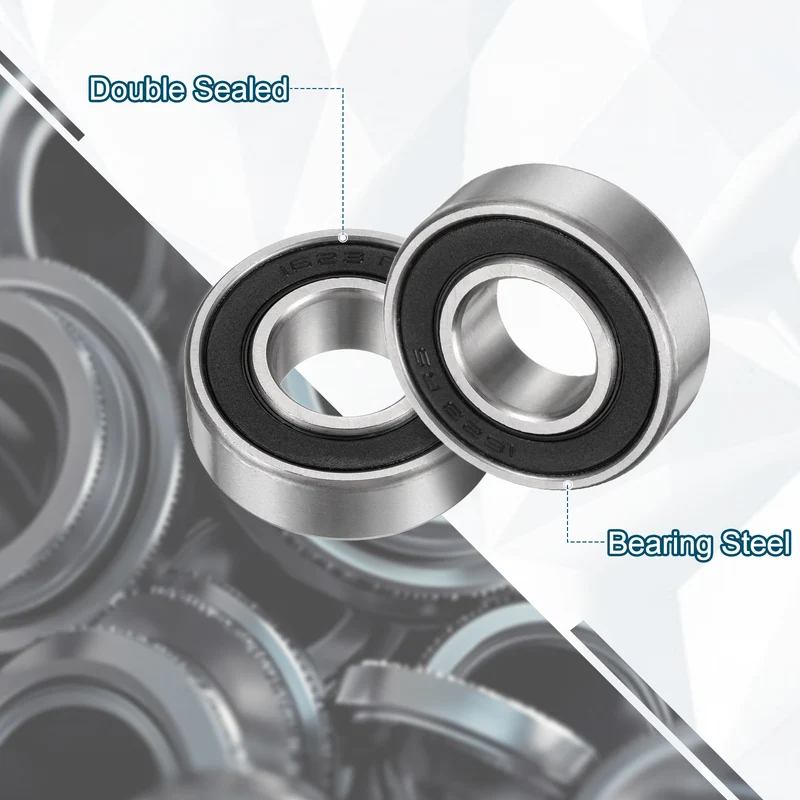 1623-2RS Deep Groove Ball Bearing, 3pcs, 5/8" x 1-3/8" x 7/16", Z2 Double Rubber