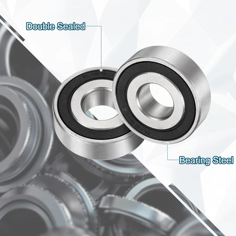 1628-2RS Deep Groove Ball Bearing, 3pcs, 5/8" x 1-5/8" x 1/2", Z2 Double Rubber