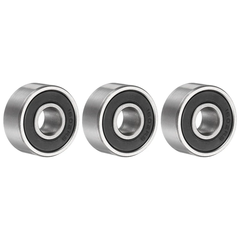 1602-2RS Deep Groove Ball Bearing, 3pcs, 1/4" x 11/16" x 5/16", Z2 Double Rubber