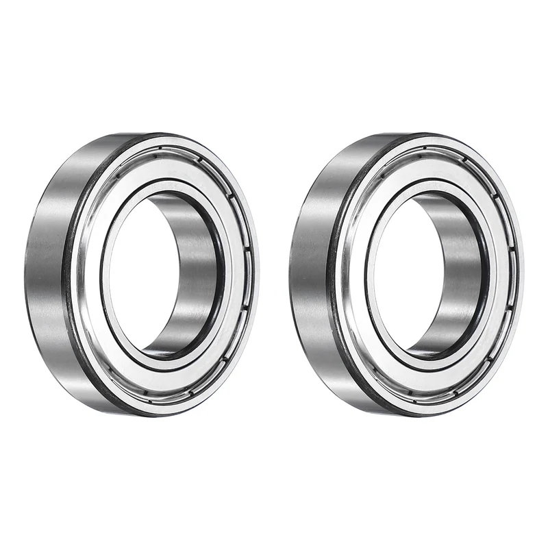 2Pcs 6007ZZ Deep Groove Ball Bearing, 35x62x14 mm Double Shielded Chrome Steel