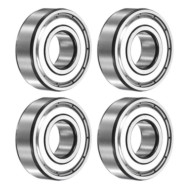 4Pcs 6202ZZ Deep Groove Ball Bearing, 15x35x11 mm Double Shielded Chrome Steel