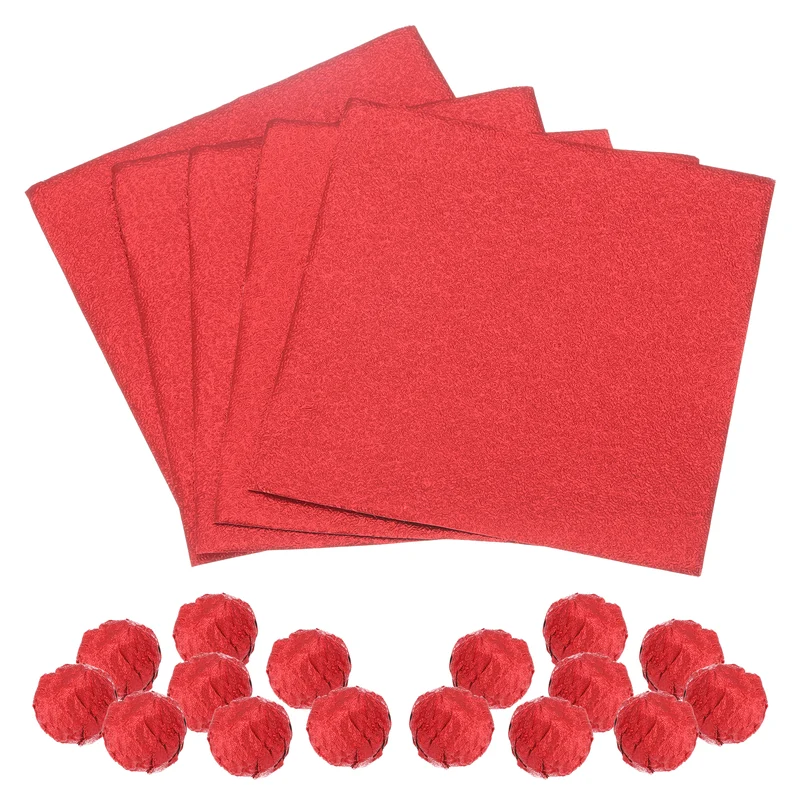 100pcs Red Metallic Foil Paper, 3x3" Orange Texture Wrapping Paper