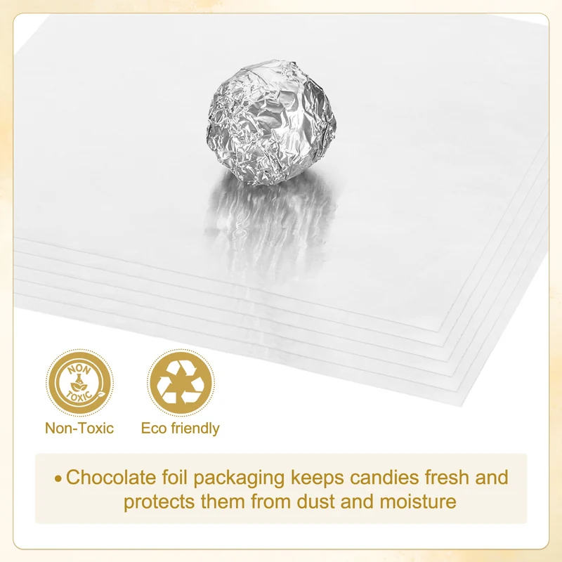 Foil Candy Wrappers 5x5 Inch, 100 Pcs Silver Glossy Paper for DIY Chocolate