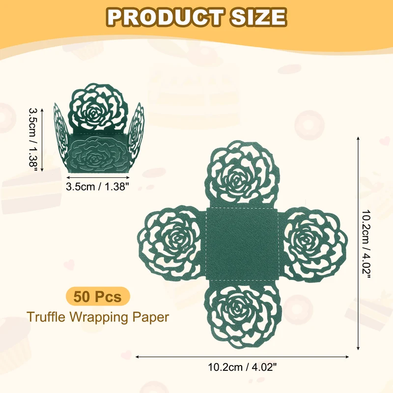 50PCS 4 Inch Truffle Wrappers for Wedding Birthday, Dark Green