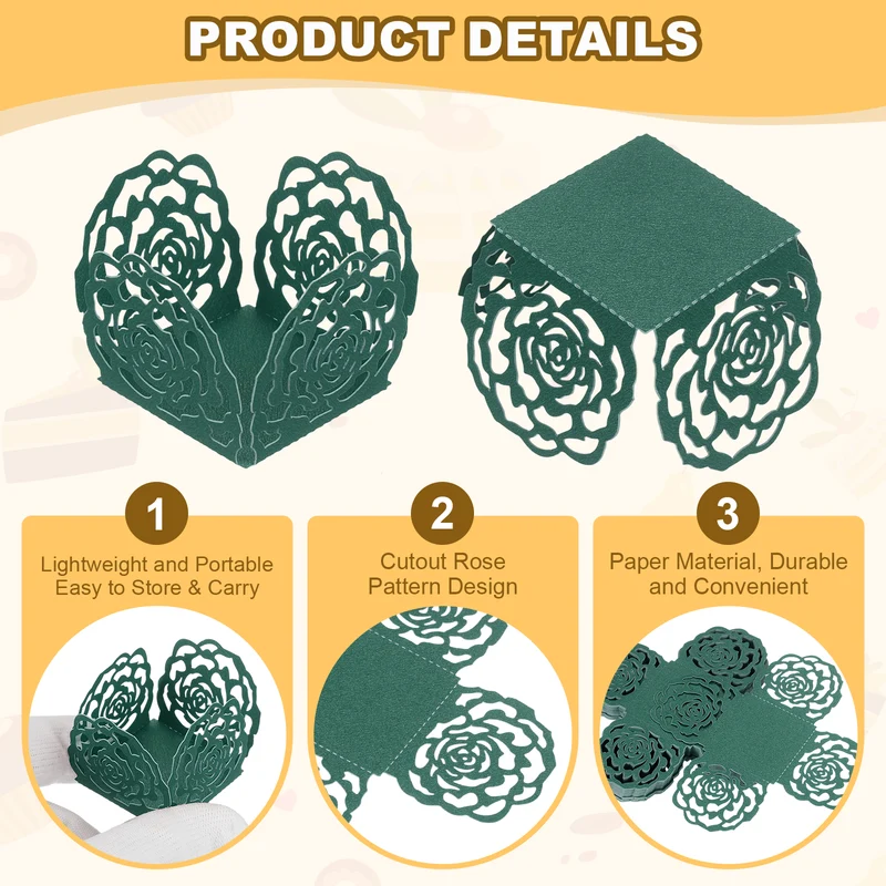50PCS 4 Inch Truffle Wrappers for Wedding Birthday, Dark Green