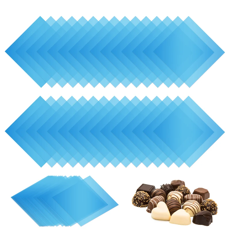 300Pcs Candy Wrappers 4 x 4 Inch Chocolate Wrap Paper for Lollipop Blue,