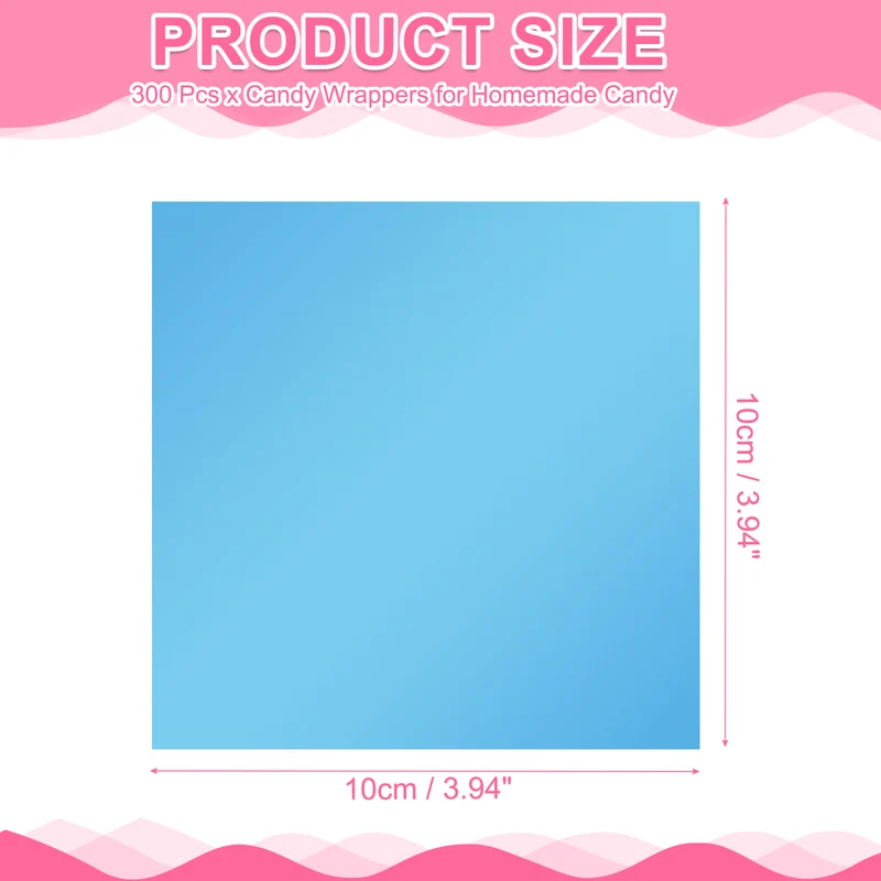 300Pcs Candy Wrappers 4 x 4 Inch Chocolate Wrap Paper for Lollipop Blue,