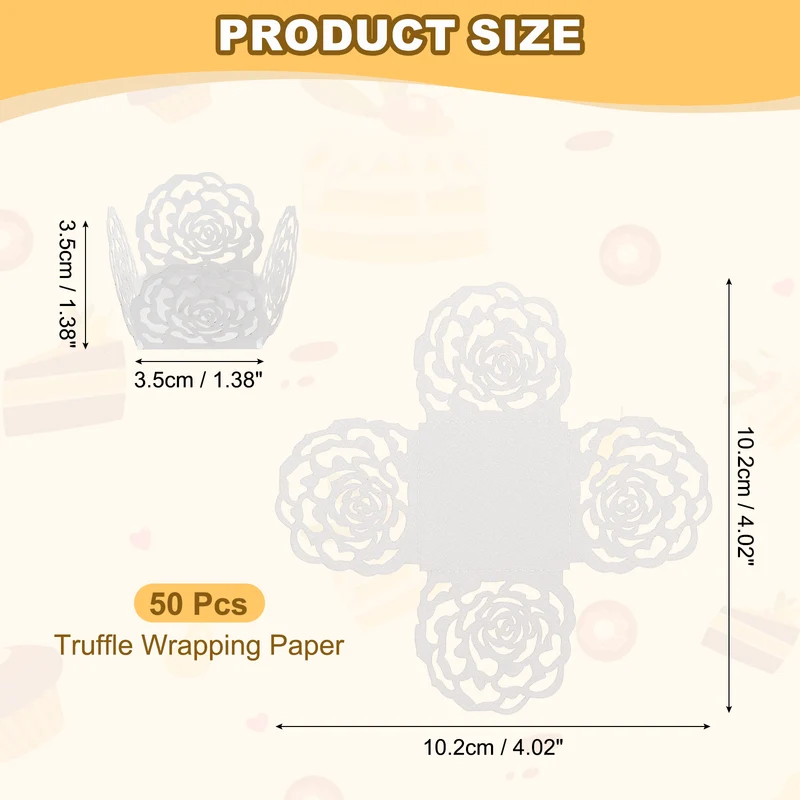 50PCS 4 Inch Truffle Wrappers for Wedding Birthday, White