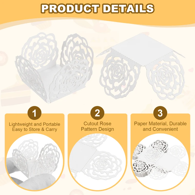 50PCS 4 Inch Truffle Wrappers for Wedding Birthday, White