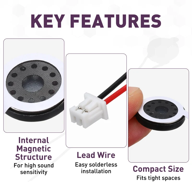 4Pcs 1W 8 Ohm 16mm Small Round Internal Magnetic Speaker with 1.25mm Terminal