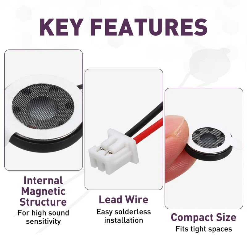 4Pcs 1W 8 Ohm 15mm Small Round Internal Magnetic Speaker with 1.25mm Terminal