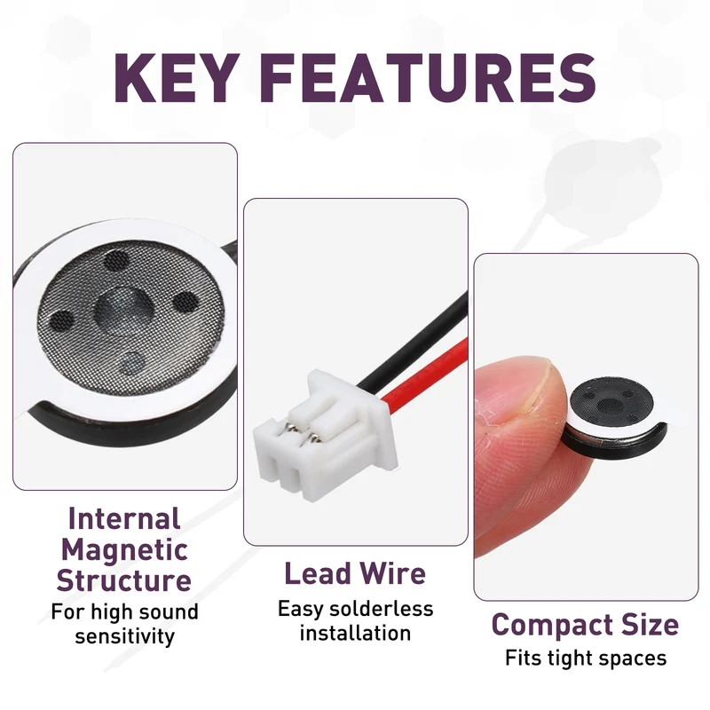 4Pcs 1W 8 Ohm 13mm Small Round Internal Magnetic Speaker with 1.25mm Terminal