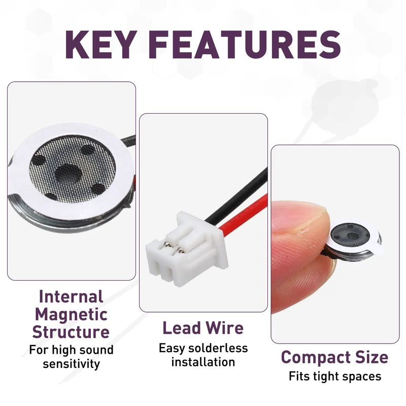 8Pcs 1W 8 Ohm 10mm Small Round Internal Magnetic Speaker with 1.25mm Terminal