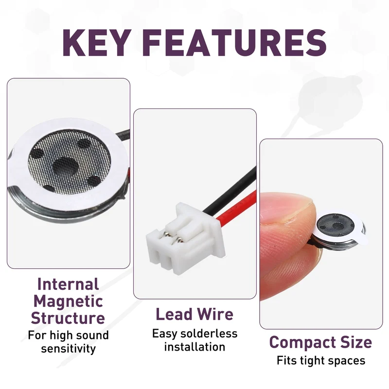 4Pcs 1W 8 Ohm 10mm Small Round Internal Magnetic Speaker with 1.25mm Terminal