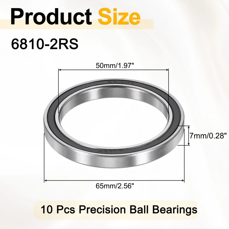 10Pcs 6810-2RS Deep Groove Ball Bearings 50x65x7mm ZV4 Level ABEC7 Precision