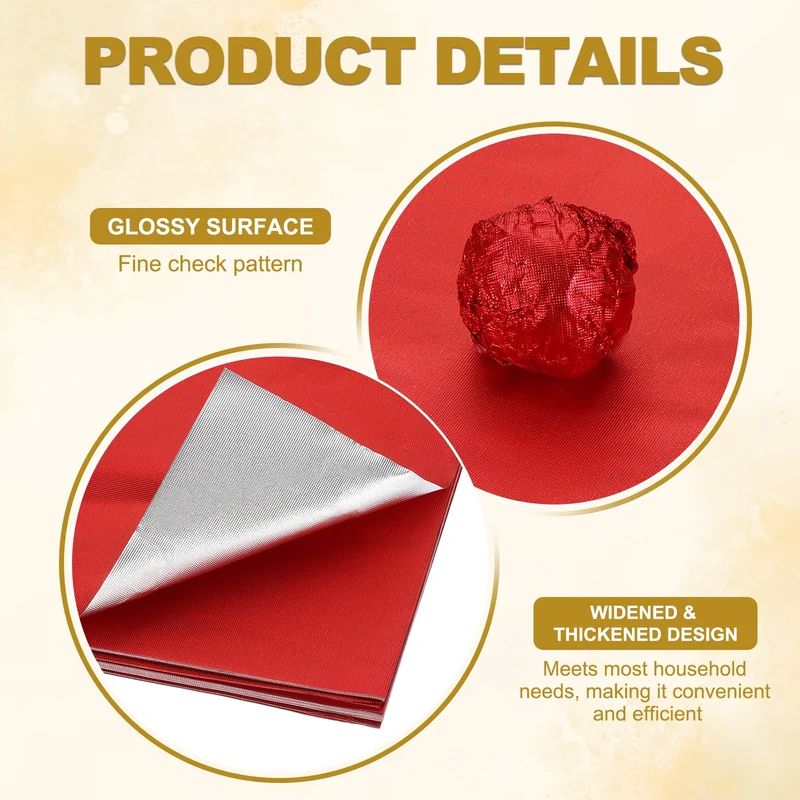 200 Pcs 4x4 Inch Foil Candy Wrappers Chocolate Wrapping Paper Light Red