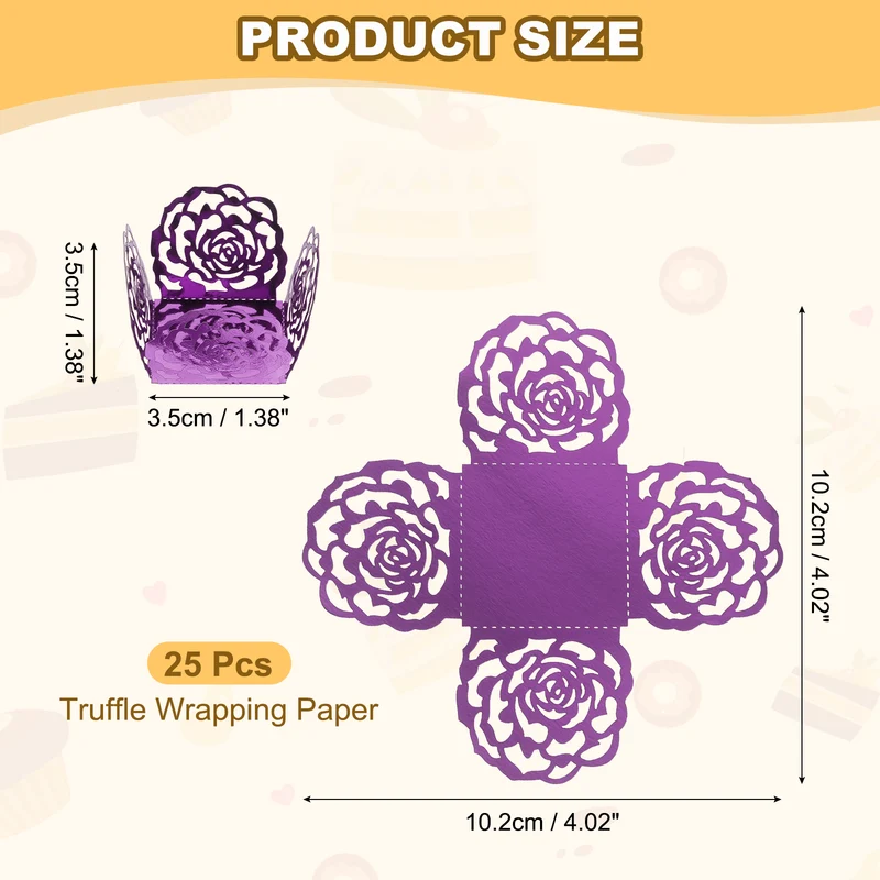 25PCS 4 Inch Truffle Wrappers for Wedding Birthday, Dark Purple