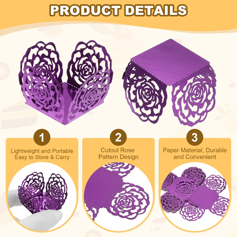25PCS 4 Inch Truffle Wrappers for Wedding Birthday, Dark Purple