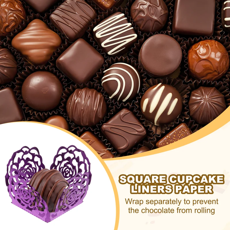 25PCS 4 Inch Truffle Wrappers for Wedding Birthday, Dark Purple