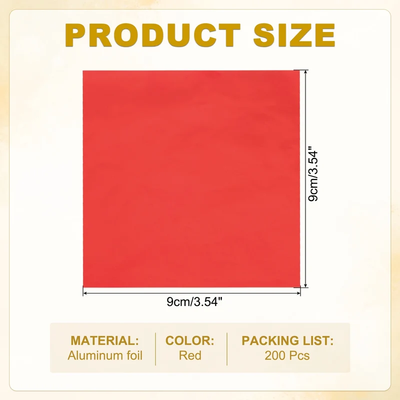 200 Pcs 4x4 Inch Foil Candy Wrappers Chocolate Wrapping Paper Red