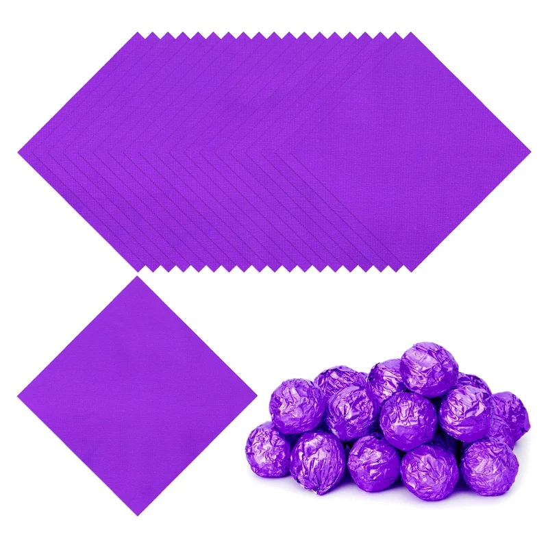 200 Pcs 3x3 Inch Foil Candy Wrappers Chocolate Wrapping Paper Light Purple