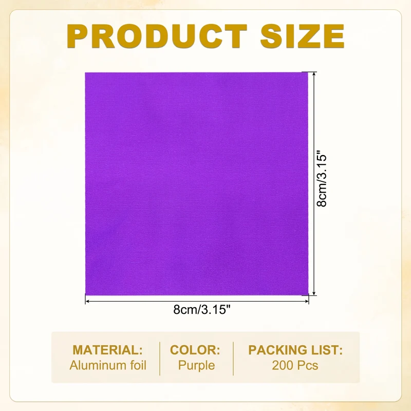 200 Pcs 3x3 Inch Foil Candy Wrappers Chocolate Wrapping Paper Light Purple