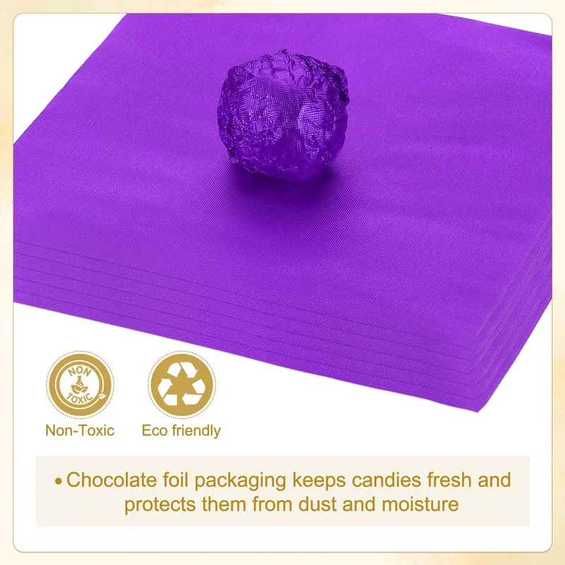 200 Pcs 3x3 Inch Foil Candy Wrappers Chocolate Wrapping Paper Light Purple
