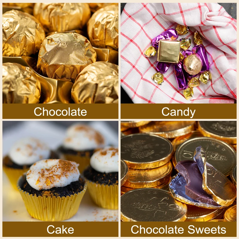 100pcs Black Foil Candy Chocolate Wrappers, 3x3" Checkered Wrapping Paper