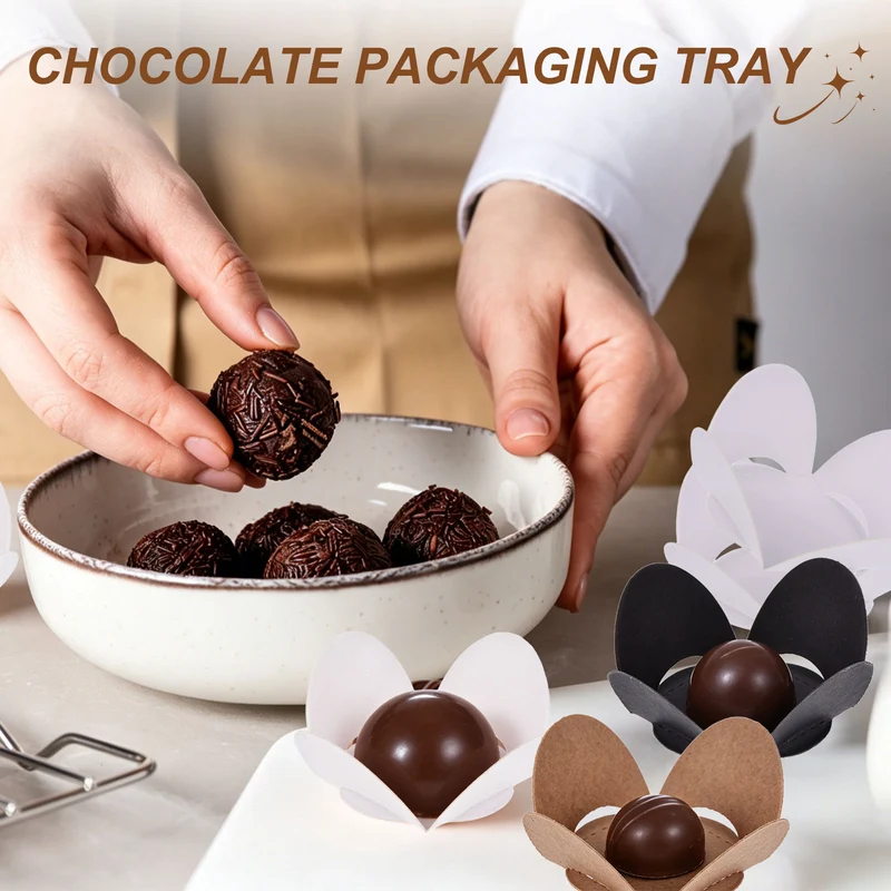 100Pcs Truffle Wrappers, Mini Cupcake Liners Chocolate Cups Liners, Black/White