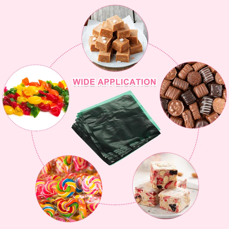 150Pcs Candy Wrappers 4 x 4 Inch Chocolate Wrap Paper for Lollipop Green