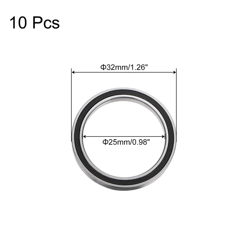 10 Set 6705-2RS Deep Groove Ball Bearing 25x32x4mm Z2 Bearings Black]