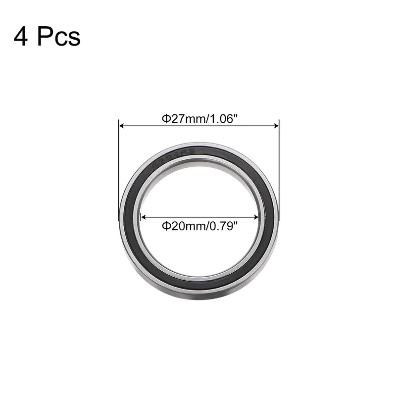 6704-2RS Deep Groove Ball Bearing4pcs 20x27x4mm Z2 Bearings Black