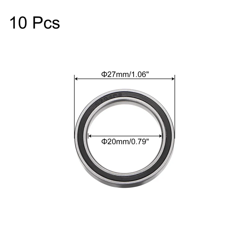 10pcs 6704-2RS Deep Groove Ball Bearing 20x27x4mm Z2 Bearings Black