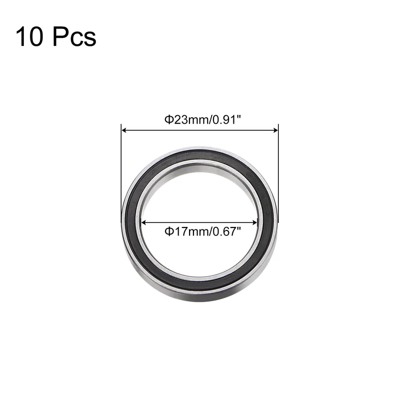 10pcs 6703-2RS Deep Groove Ball Bearing 17x23x4mm Z2 Bearings Black
