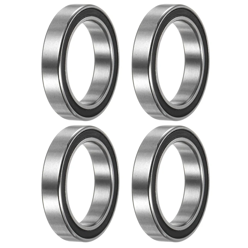 4pcs 6702-2RS Deep Groove Ball Bearing 15x21x4mm Z2 Bearings Black