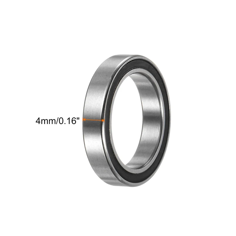 4pcs 6702-2RS Deep Groove Ball Bearing 15x21x4mm Z2 Bearings Black