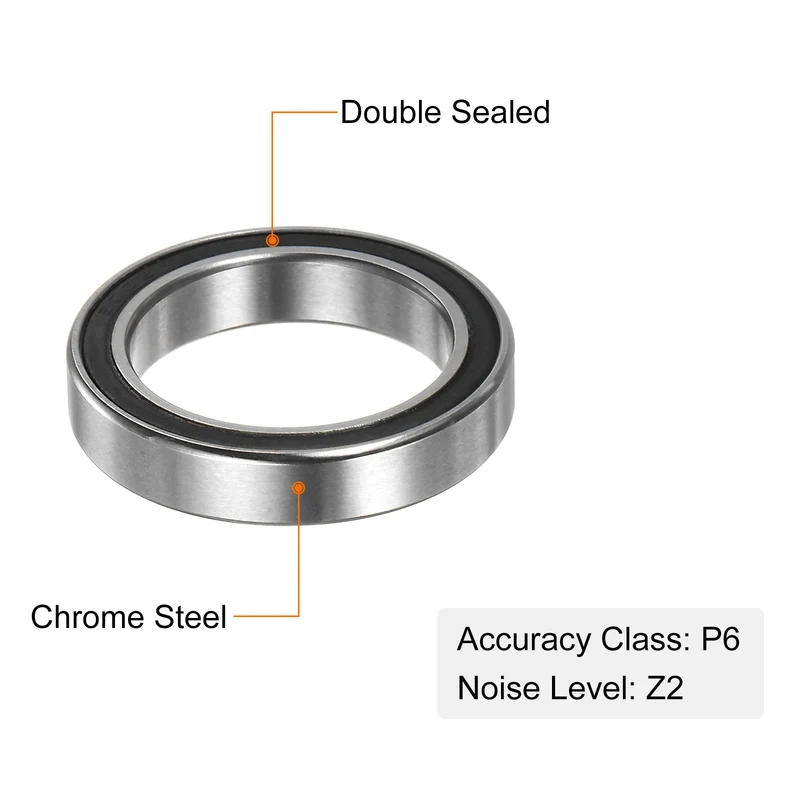 4pcs 6702-2RS Deep Groove Ball Bearing 15x21x4mm Z2 Bearings Black