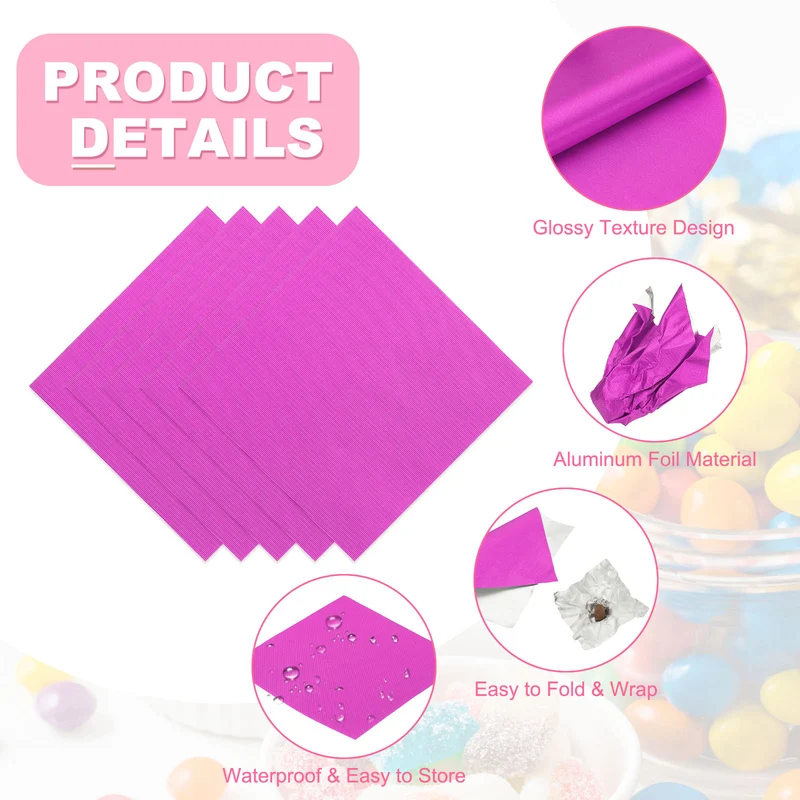 400 Pcs Candy Foil Wrappers, 3.1 x 3.1 Inch Chocolate Wrappers, Rose Red