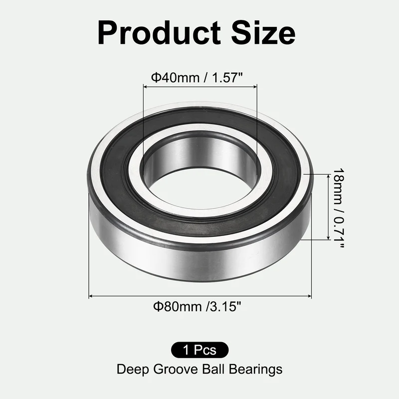 6208-2RS Deep Groove Ball Bearings 40x80x18mm ABEC3 Bearing