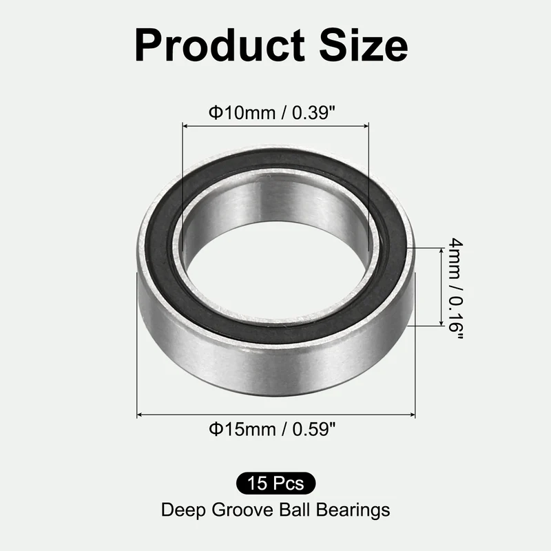 15Pcs 6700-2RS Deep Groove Ball Bearings 10x15x4mm ABEC3 Bearing