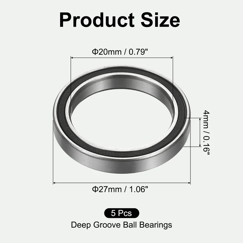 5Pcs 6704-2RS Deep Groove Ball Bearings 20x27x4mm ABEC3 Bearing