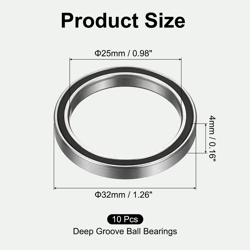 10Pcs 6705-2RS Deep Groove Ball Bearings 25x32x4mm ABEC3 Bearing