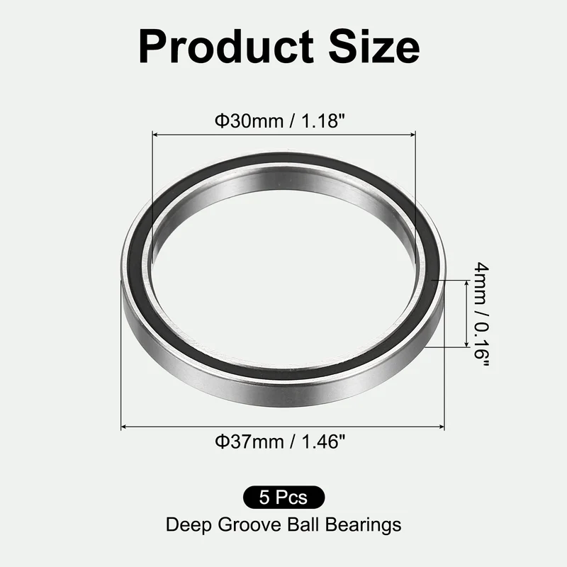 5Pcs 6706-2RS Deep Groove Ball Bearings 30x37x4mm ABEC3 Bearing